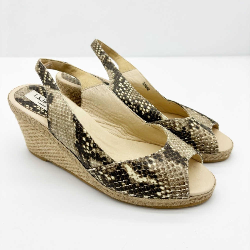 LK Bennett Snakeskin Wedge Peep Toe Heels